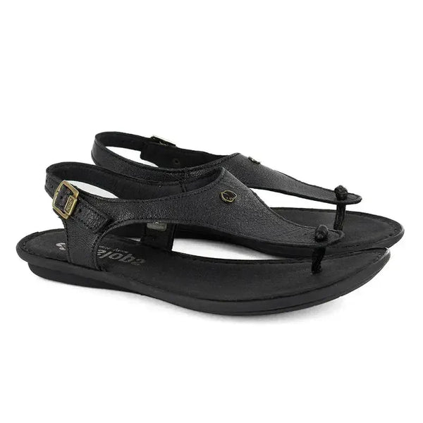 Tsonga Ovaroli T Bar Leather Slingback Sandal - Black