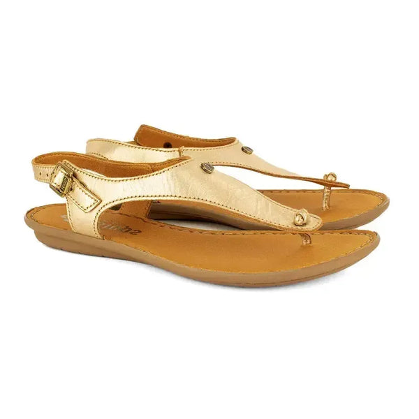 Tsonga Ovaroli T Bar Leather Slingback Sandal - Gold Foil