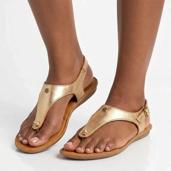 Tsonga Ovaroli T Bar Leather Slingback Sandal - Gold Foil