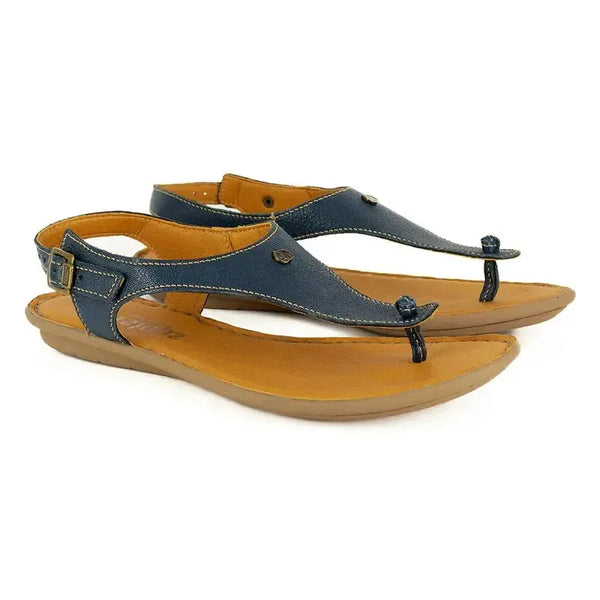 Tsonga Ovaroli T Bar Leather Slingback Sandal - Navy