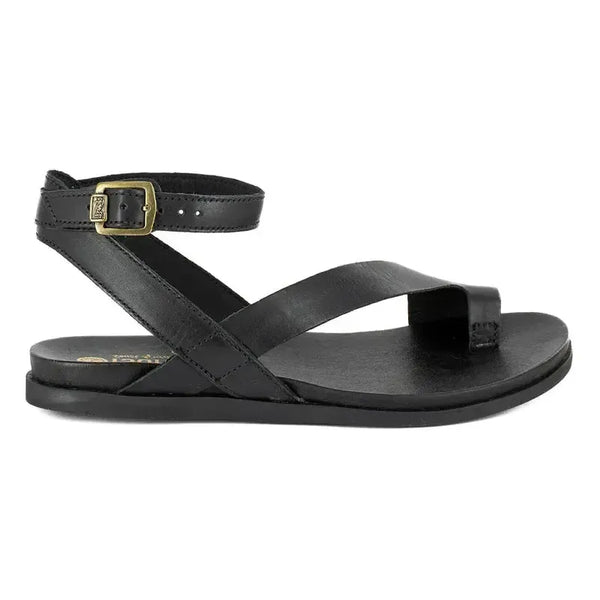 Tsonga Ugalonci Toe Loop Leather Ankle Tie Sandals - Black