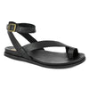 Tsonga Ugalonci Toe Loop Leather Ankle Tie Sandals - Black