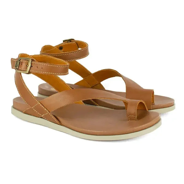 Tsonga Ugalonci Toe Loop Leather Ankle Tie Sandals - Hazel