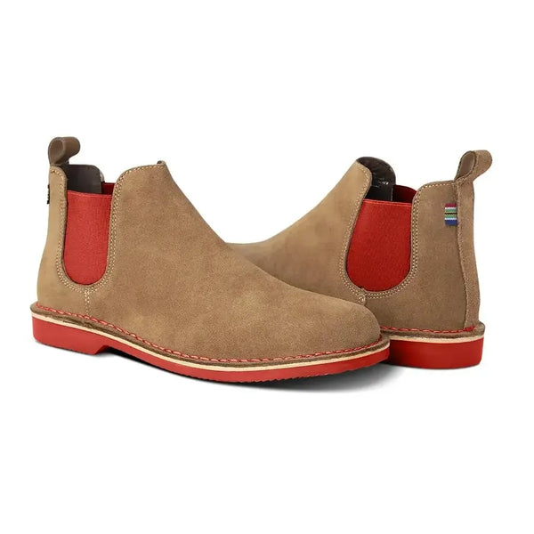 Veldskoen Chelsea Leather Boot Pinotage - Red Sole