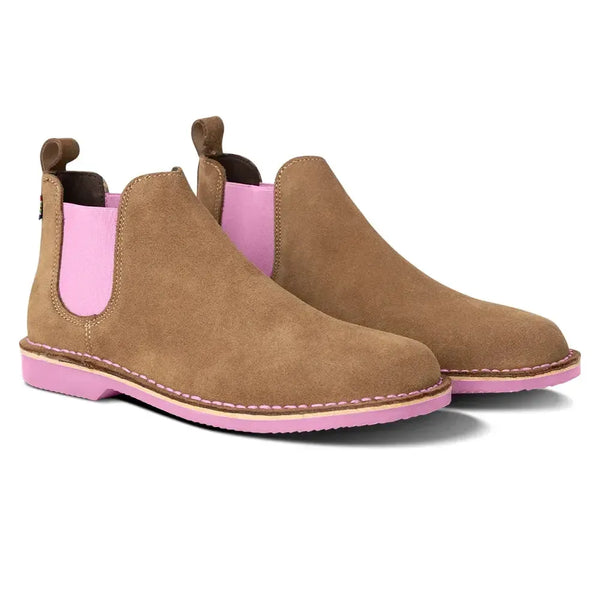 Veldskoen Leather Chelsea Uhambo - Light Pink Sole/Tan Grain Suede