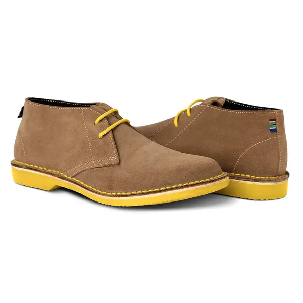Veldskoen Leather Heritage Vilikazi- Yellow Sole/Tan Grain Suede