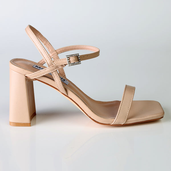 Madison Believe Strappy Block Heel Sandal - Nude