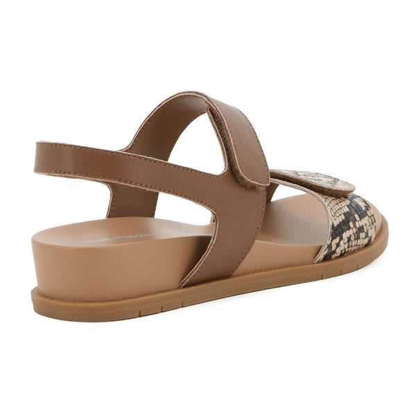Hush Puppies Lucia Leather Wedge - Brown Snake