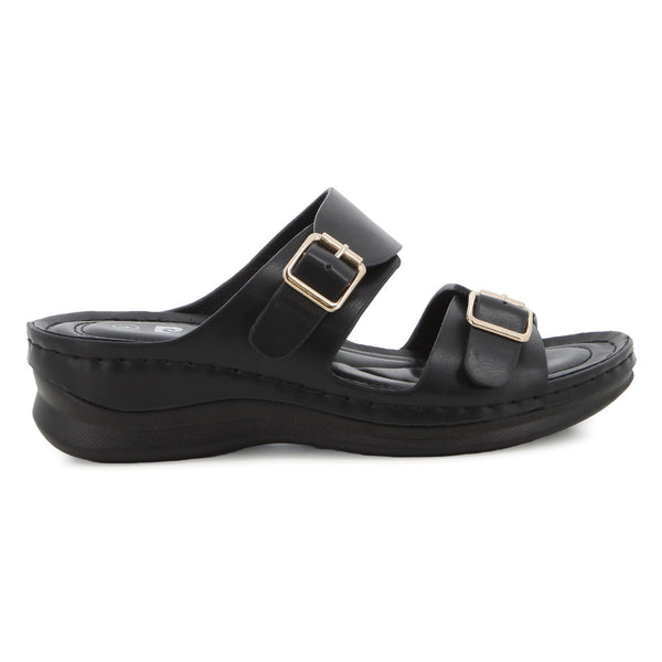 Pierre Cardin Twin Buckle Sandals - Black