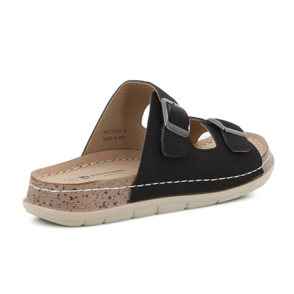 Pierre Cardin Twin Buckle Sandal - Black