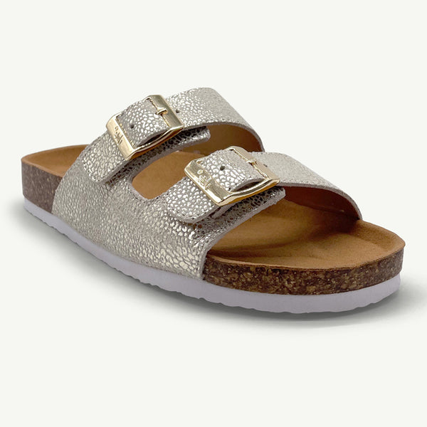 Julz Chicago Leather Sandal - Gold Specs
