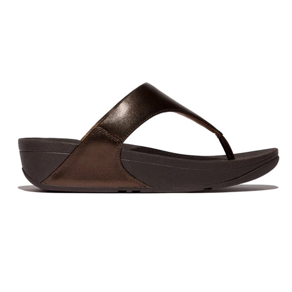 Fit Flop Lulu Leather Sandal - Metallic Chocolate Brown