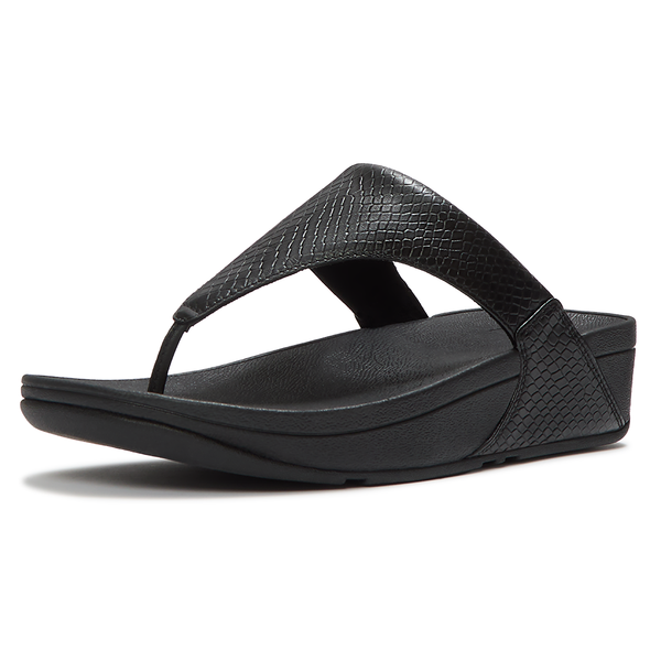 Fit Flop Lulu Toe Post Snake Sandal - Black