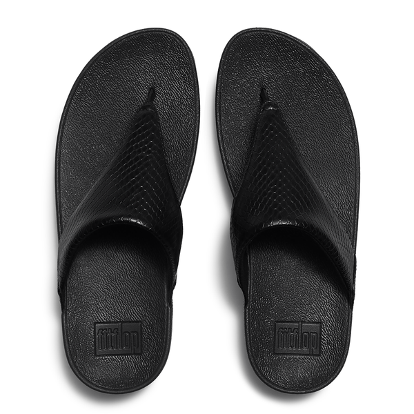 Fit Flop Lulu Toe Post Snake Sandal - Black