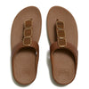 Fit Flop Lulu Toe Post Sleek Resin Trim Leather Sandal - Terracotta Tan