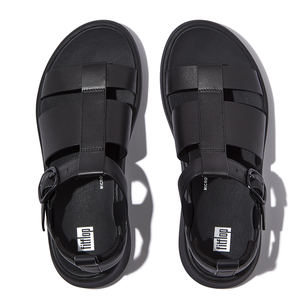 Fit Flop F-Mode Fisherman Platform Leather Sandal - Black