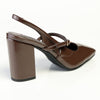 Madison Qia Almond Toe Slingback Block Heel - Chocolate