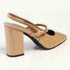 Madison Qia Almond Toe Slingback Block Heel - Nude