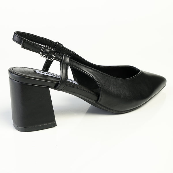 Madison Quest V Vamp Slingback On Medium Block Heel - Black