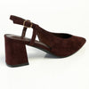 Madison Quest V Vamp Slingback On Medium Block Heel - Chocolate