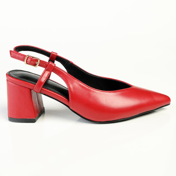 Madison Quest V Vamp Slingback On Medium Block Heel - Dark Red