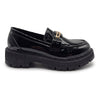 Madison Chunky Gold Trim Saddle Loafer - Black