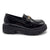 Madison Chunky Gold Trim Saddle Loafer - Black