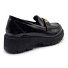 Madison Chunky Gold Trim Saddle Loafer - Black