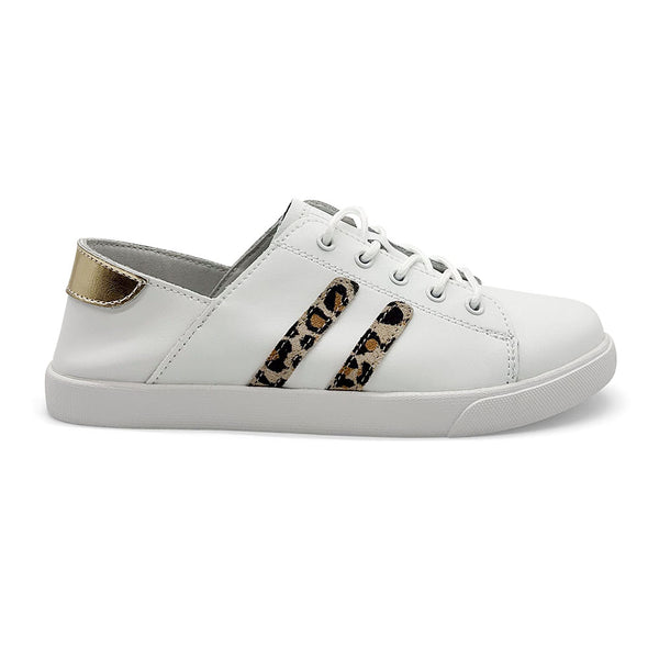 Julz Vicki Leather Sneaker - White Leopard Stripes