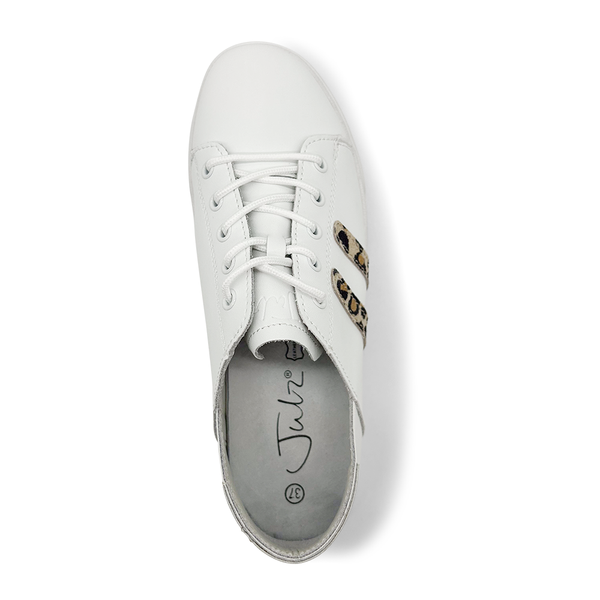 Julz Vicki Leather Sneaker - White Leopard Stripes
