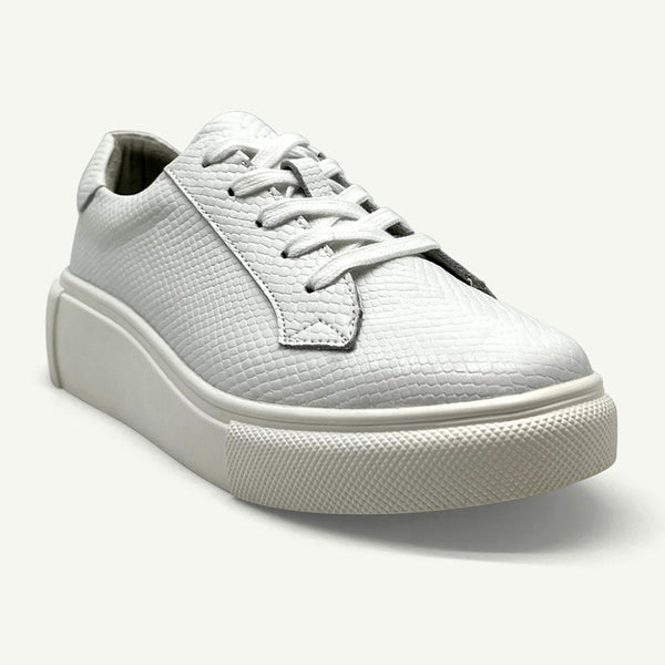 Julz Bayley Leather Sneaker - White Pebble