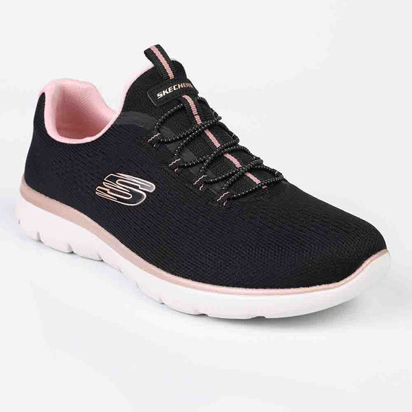 Skechers Women Summits Slip-On Sneaker - Black/ Rose