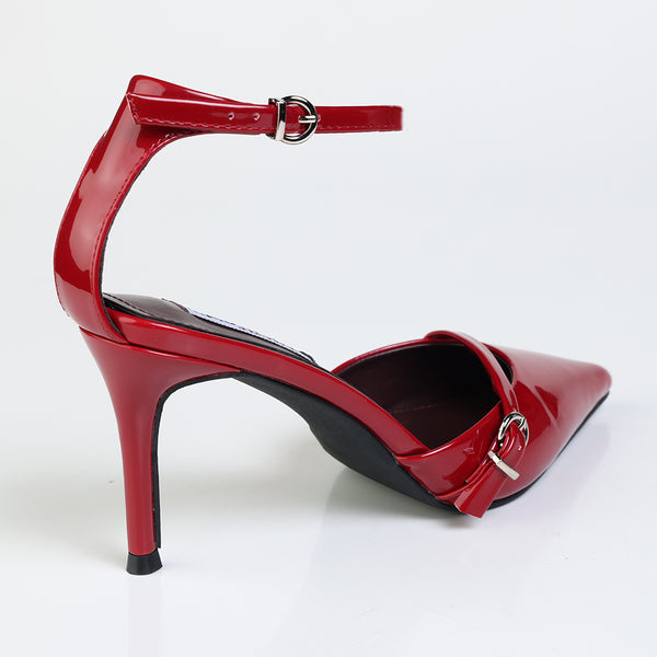 Madison Oda Open Waist Ankle Tie Court Heel - Wine