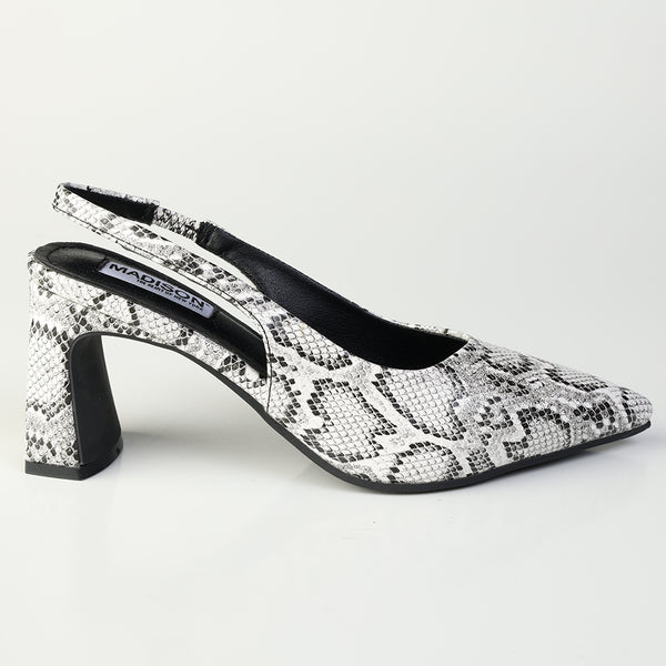 Madison Odette Basic Slingback On Block Heel - White Multi