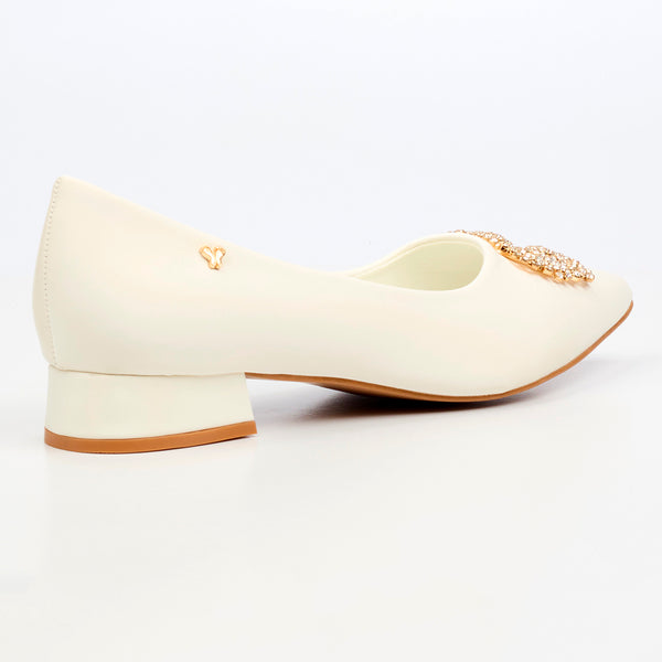 Butterfly Feet Leonore 1 Low Block Heel - White