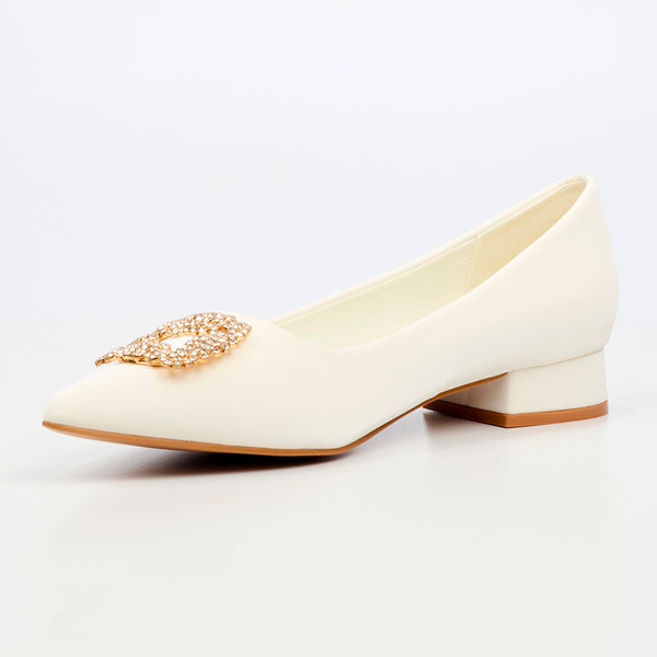 Butterfly Feet Leonore 1 Low Block Heel - White