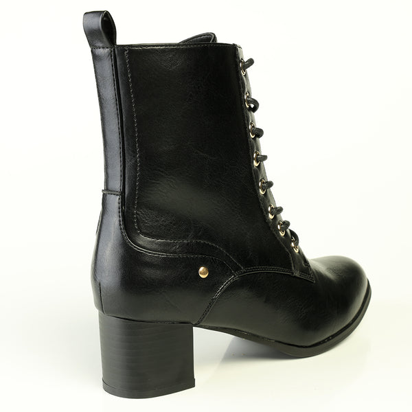 Franco Rossi Ladies Fashion Side Lace Up Boot - Black