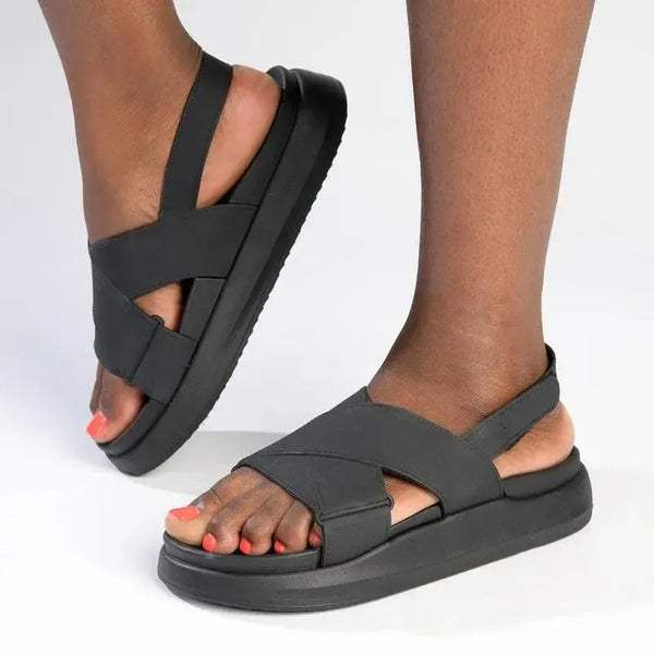 Alessio Christine Sling Back Platform Sandal - Black