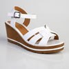 Alessio Halter Strap Wedge - White-Alessio-Buy shoes online