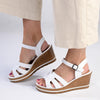 Alessio Halter Strap Wedge - White-Alessio-Buy shoes online