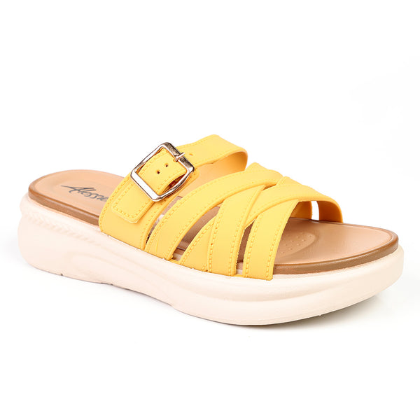 Alessio Interlaced Slide Sandals - Yellow
