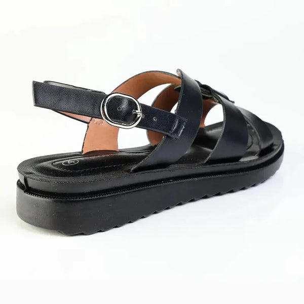 Alessio Interstrap Slingback Sandal - Black Mono