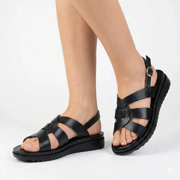 Alessio Interstrap Slingback Sandal - Black Mono