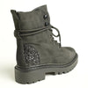 Alessio Kate Chunky Military Boot - Black Glitter-Alessio-Buy shoes online