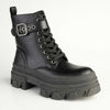 Alessio Kora Chunky Military Boot - Black-Alessio-Buy shoes online