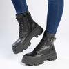 Alessio Kora Chunky Military Boot - Black-Alessio-Buy shoes online