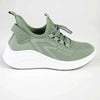 Alessio Ladies Chunky Sole Fly Knit Lace Up Sneaker - Sage Green