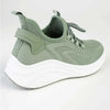 Alessio Ladies Chunky Sole Fly Knit Lace Up Sneaker - Sage Green