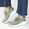 Alessio Ladies Chunky Sole Fly Knit Lace Up Sneaker - Sage Green