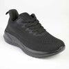 Alessio Ladies Fashion Fly Knit Lace Up Sneaker - Black Mono